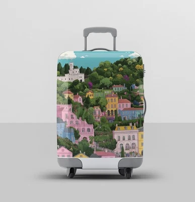 Цветной деревенский пейзажный чехол для багажа | чемодан защитный дорожный чехол - Изображение 1 из 3