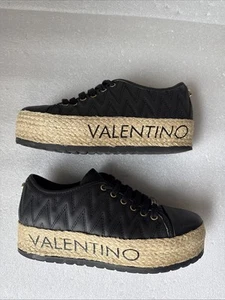 Sneakers Valentino donna nere in pelle con logo plateau misura 6,5 espadrillas - Foto 1 di 16