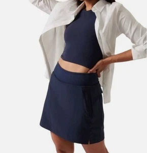 Athleta Soho Skort Jupe Short Skirt Navy Blue Tennis Hiking Golf Travel UPF 50 - Picture 1 of 17