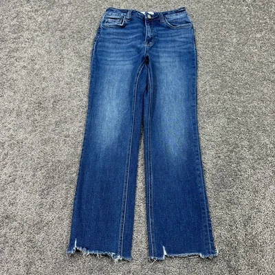 Pantalones de mezclilla Flying Monkey para mujer 27 azules recortados elásticos deshilachados lavado medio City Foto 1 de 4