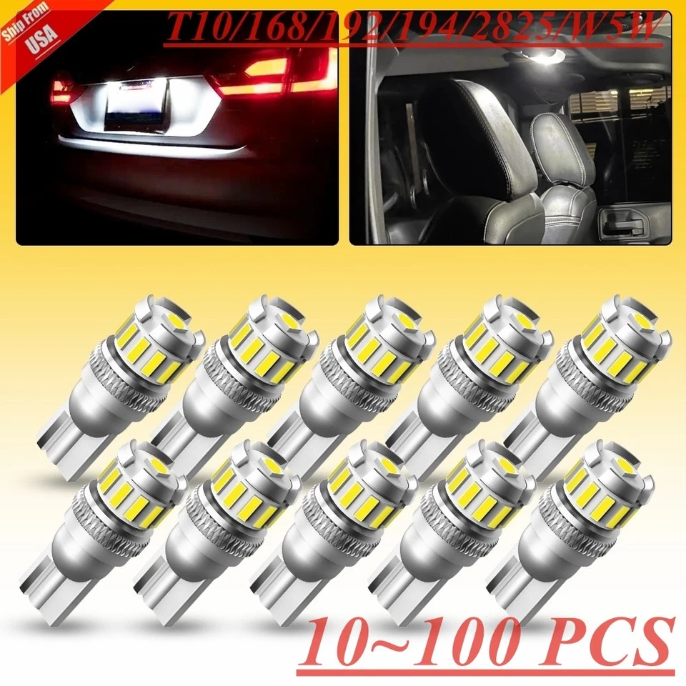 AUXITO Canbus T10 168 192 194 LED License Plate Light Bulbs 6500K Bright White - Imagem 1 de 4