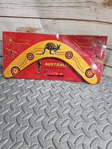 Australia Handpainted Returning Boomerang Kangaroo Red Tribal Markings Imported - Picture 1 of 3