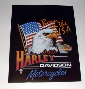 HARLEY DAVIDSON "BORN IN THE USA" LOGO POSTER - 16X20 - 1986 - Picture 1 of 1