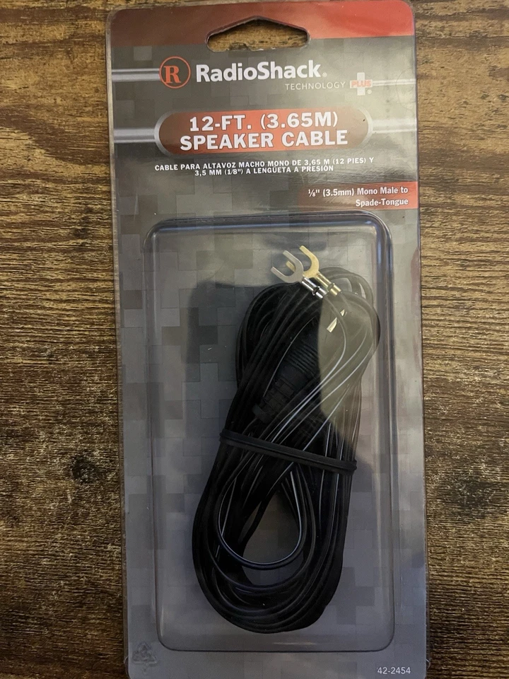 RadioShack 12 Foot Speaker Cable 1/8” Mono Male To Spade Tongue - Image 1 of 4