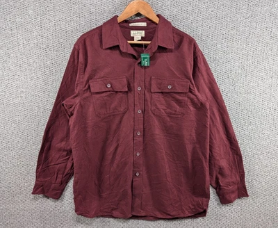 LL BEAN Men's Deep Wine Chamois Cloth Thick Worker Button Shirt Jacket L - Image 1 of 4