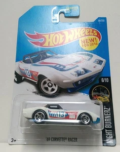 Hot Wheels Car '69 Corvette Racer 6/10 Night Burnerz 2016 Veicolo Chevrolet 1:64 - Foto 1 di 6