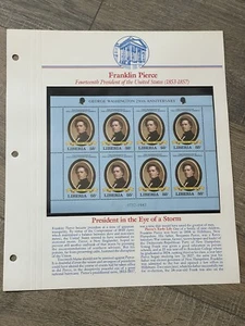 Liberia  55 Cents  Franklin Pierce Mini Sheet of 8, 1982 - Picture 1 of 3