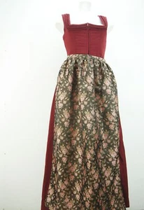 Dirndl 80er Vintage Oma`s Handarbeit rot Wolle Webmuster Borten m. Schürze Gr.32 - Bild 1 von 9