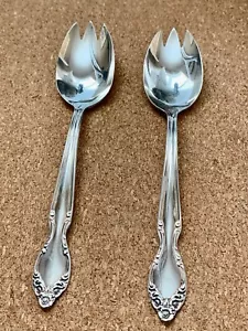 TWO (2) WM ROGERS SILVERPLATE SPOONS 6" WITH 3 TINES "REINFORCED PLATE AA" - Picture 1 of 8
