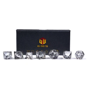Harz RPG 7 Würfel Set Poly Rollenspiel Würfelzeit DSA DND Transparent Schwarz - Picture 1 of 9