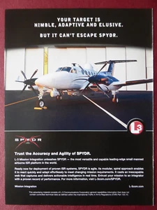 8/2011 PUB L3 MISSION INTEGRATION SPYDR AIRBORNE ISR KING AIR 350 ORIGINAL AD - Imagen 1 de 1