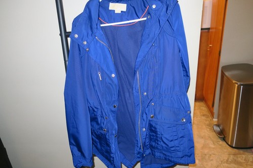 Giacca Michael Kors donna blu ceruleo media zip intera bottoni tasche senza cappuccio