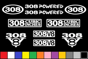 308 V8 POWERED 10 DECAL SET ENGINE HOLDEN STICKERS EMBLEMS FENDER BADGE DECALS  - Picture 1 of 1