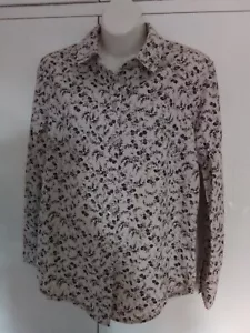 JACK WILLS GREY/ CREAM FLORAL L/S SHIRT Sz 10 - Picture 1 of 12