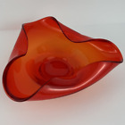 MCM Persimmon Glass Free Form Bowl Pinched Edges Triangle UV Reactive Glass