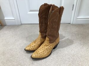 Vintage Nocona Ostrich Leather Made In USA Cowboy Boots UK10 US11