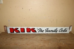 Rare Vintage c.1950 KIK THE FAMILY COLA Soda Pop Door Push Pull Bar Metal Sign - Bild 1 von 7