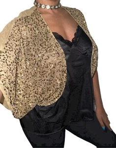 Vtg Newport News Shrug Top Women L Mesh Sequin Tank Sheer Fairy Party Gypsy NEW - Picture 1 of 5
