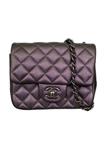 RARE Chanel Square Classic Flap Purple Iridescent Lambskin Mini - Picture 1 of 19