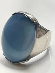 Vintage sterling silver '925' and blue stone cocktail ring 12.11g band size O - Picture 1 of 18