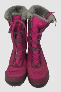 Stivali da neve invernali Columbia in minx rosa trapuntati in pelliccia sintetica stringati taglia 5 - Foto 1 di 9