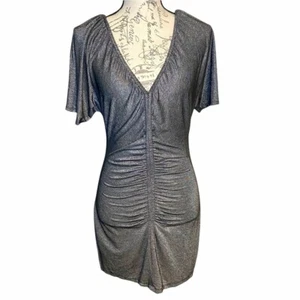 Women's Shine New York M Medium Mini Metallic Silver Sexy Dress - Picture 1 of 11