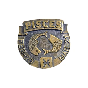 Vintage PISCES  Belt Buckle 1976 Bergamot Brass Works US Made - Picture 1 of 3
