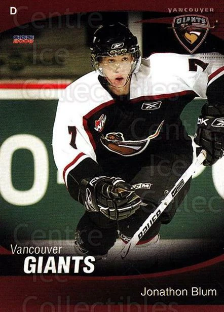 2007-08 Vancouver Giants #4 Jonathon Blum - Image 1 of 1