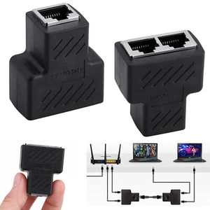 Adaptador divisor 2 piezas RJ45 red divisor cat5e LAN Ethernet cable doble puerto - Imagen 1 de 12
