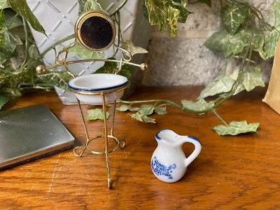 LAVABO Y JARRA DE METAL EN MINIATURA PARA CASA DE MUÑECAS DE COLECCIÓN HOME SWEET HOME 1:12 Foto 1 de 4