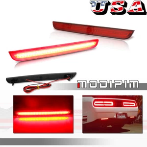 2pcs Red Lens Rear Bumper Reflector Red LED Light For 2015-2022 Dodge Challenger - Picture 1 of 10