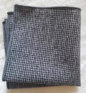Pure Wool Gray Houndstooth Pocket Square - Picture 1 of 4