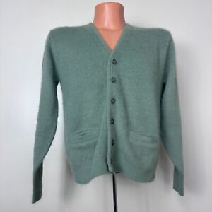 Vintage 1960s Green Fuzzy Orlon Cardigan 60s McBriar Sportswear 90s Grunge