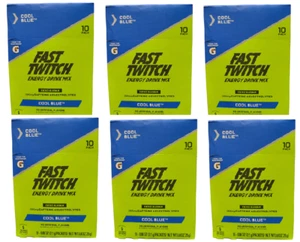 LOT OF 6 Gatorade Fast Twitch COOL BLUE Energy Drink Powder Mix 10ct box 7/19/25 - Picture 1 of 6