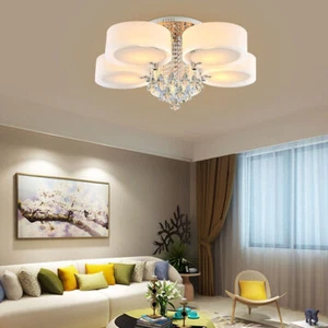 Lampadario moderno RGB LED cristallo luce soggiorno plafoniera + telecomando - Foto 1 di 12