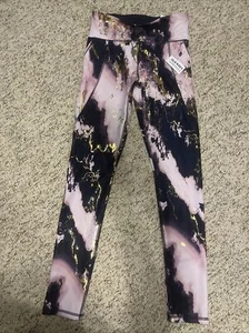 Old Navy XL Leggings Pink Purple Gold Marble Powersoft High Waist Go-Dry - Picture 1 of 5