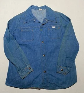 Vintage Montgomery Ward Shirt Boys Size 18 Denim Long Sleeve AM4 - Picture 1 of 9
