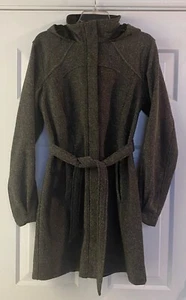 LULULEMON Apres Sport Hooded Belted Tweed Fleece-Lined Trench Jacket Gray Size M - Picture 1 of 11