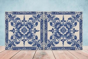 Juego de 2 azulejos de pared de cerámica española cocina mediterránea decoración salpicadero - Imagen 1 de 3