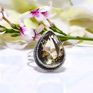 Smoky Quartz Gemstone 925 Sterling Silver Jewelry Ring All Size, Beautiful Ring - Picture 1 of 5