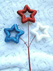Patriotic Red White Blue Stars Decoration Pick Independence Day July 4th