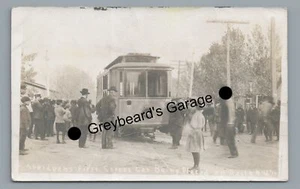 RPPC First Trolley Streetcar ABERDEEN SD South Dakota Real Photo Postcard - Picture 1 of 2