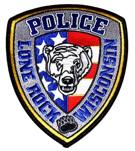"Lone Rock - Police - Wisconsin Sheriff Policía Parche Grizzle Bear US FLAG XL 5,5""" - Imagen 1 de 1