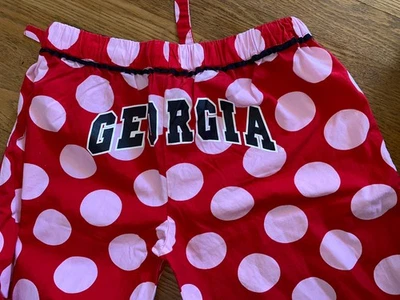 Georgia Bulldogs Pajama Pants Sideline Apparel Red Pink POLKA DOT Women's SMALL - Image 1 of 4