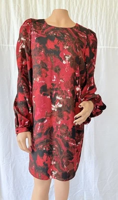 Vestido Vivienne by Vivienne Tam Rojo Abstracto Mangas Linterna Talla 12 Foto 1 de 4