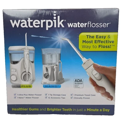 WATERPIK Water Flosser Ultra Plus WP-150W con Nano Travel WP-310W ¡NUEVO/SELLADO! Foto 1 de 4