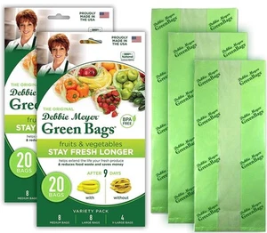 GreenBags 40-Pack (16M, 16L, 8XL) – Keeps Fruits, Vegetables, and Cut Flowers... - Picture 1 of 7