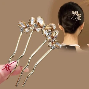 Fashionable Hairpins with Water Diamond Butterfly for Unique Hairstyles - Picture 1 of 5