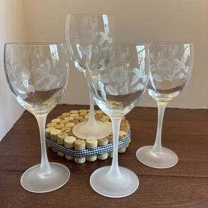 Vintage Avon Hummingbird 24% Lead Crystal Water Goblets Glasses 8 1/4" Set Of 4 - Picture 1 of 11