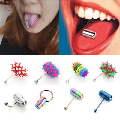 Jewelry Stainless Steel Vibrating Tongue Bar Barbell Body Piercing Stud Ring - Image 1 of 4
